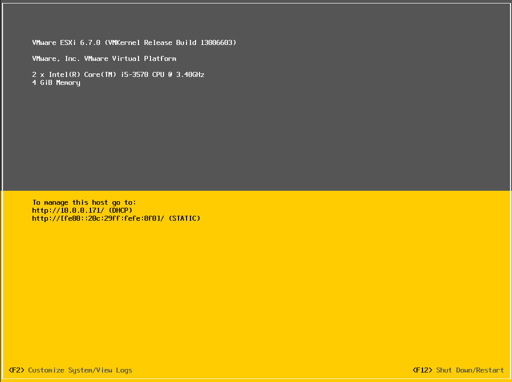 ESXi -Startbildschirm