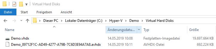 Explorer mit AVHDX-Dateien