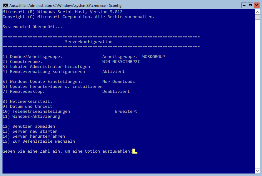 Windows Server Core - Serverkonfiguration