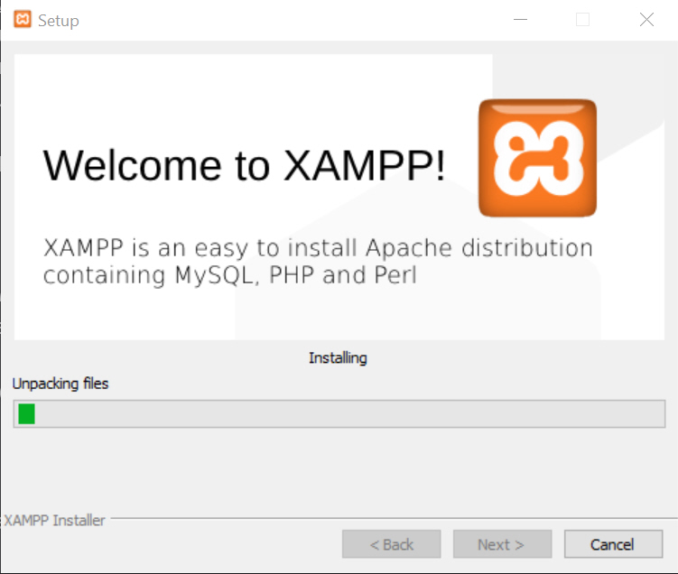 Installation von XAMPP wurde gestartet